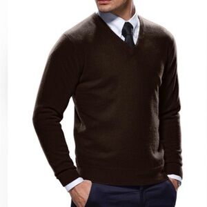 Daniel Cremieux Chocolate 100% Cashmere V-Neck Sweater